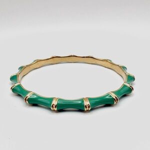 Stella & Dot Julep Enamel Green and Gold Bamboo Thin Stackable Bracelet